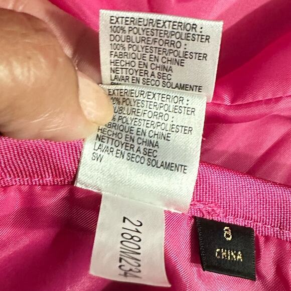 Tahari ASL Luxe 2 Piece Set Women's 8 Pink Taffeta Pencil Skirt Blazer Jacket - Picture 7 of 7